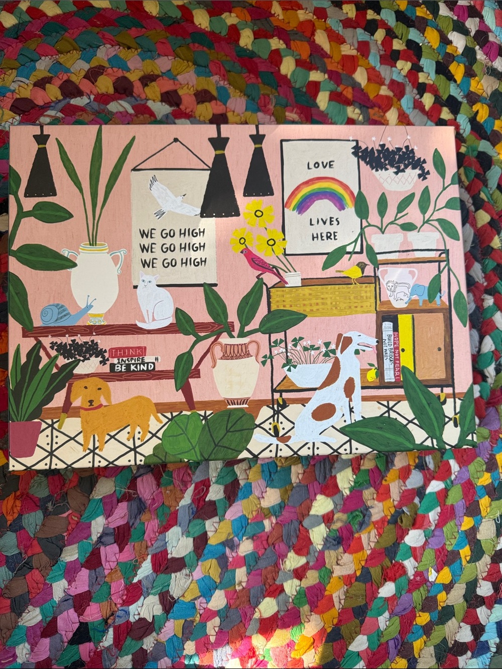 Handpainted Home Games Puzzles Wall Art Puzzle - Pink Botanical Illustration